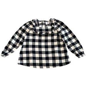 Girls Size 5/110 Hannah Andersson White & Black Buffalo Checkered Longsleeve Top